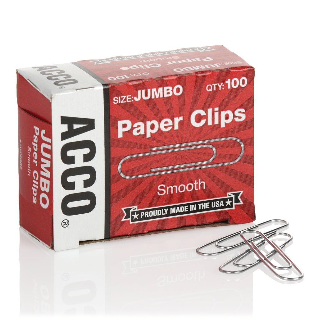 ACCO Paper Clips, Economy, Smooth, Jumbo, 100/Box, 10 Boxes (72580)
