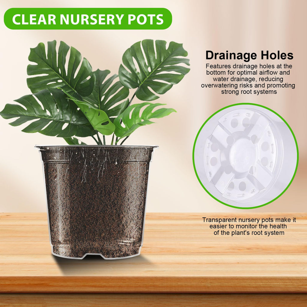 Clear Nursery Pots for Plants, 36 Pack 3.5/4/5 inch Plastic Plant Pot with Drainage Holes High Transparency Seedling Planter for Seed Starter