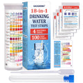 18 in 1 Water Testing Kit for Drinking Water,Well Home Tap Water Test Kit Drinking Water Test Strips for Hardness,Lead,Chlorine,Fluoride,Nitrate,pH,Iron,Copper,Cyanuric Acid,100 Strips