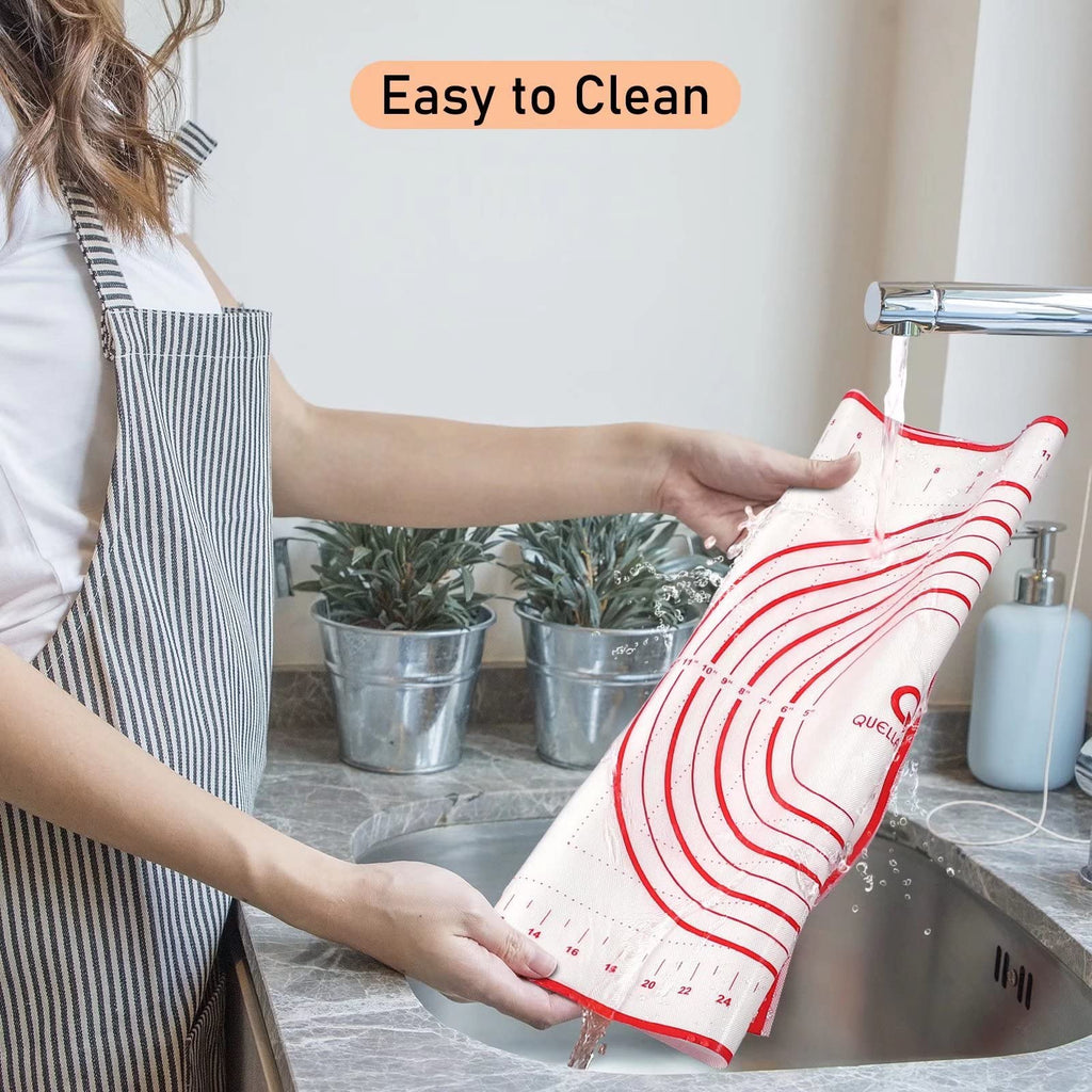 Silicone Baking Mat, Pastry Mat for Rolling Dough Non Slip Extra Large, 20" x 28", Red, Fondant Mat