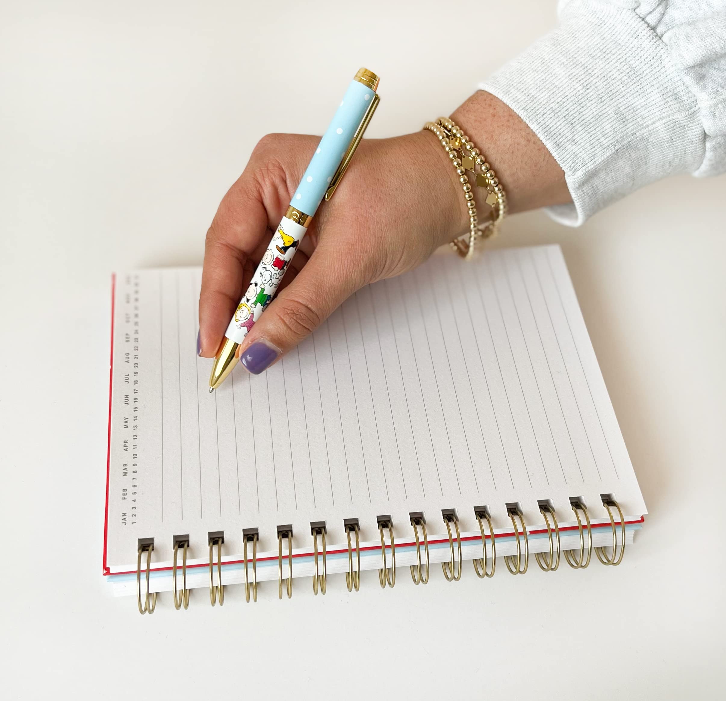 Graphique Peanuts Fashion Pen | 5.5” Ballpoint Pen | Refillable Black Ink | Retractable Twist Top | Matching Decorative Box | Comfort Grip for Writing | Office Supplies Accessories