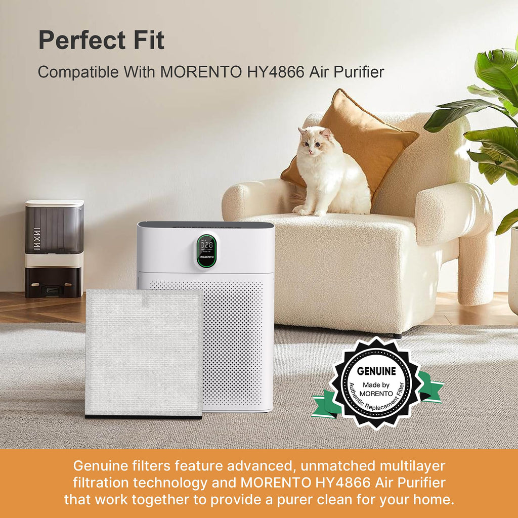 MORENTO 2 Pack HY4866 Genuine Air Purifier Replacement Filter for HY4866 Air Purifier, Enhanced Version
