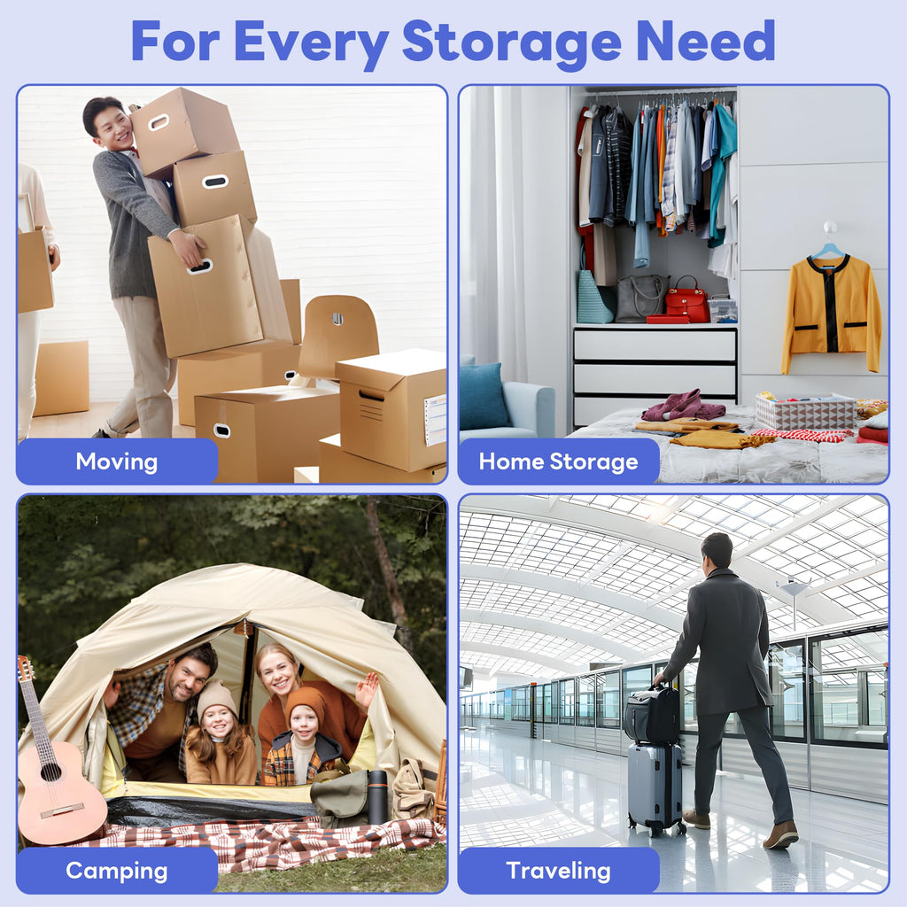 Vacuum Storage Bags, 12 Pack Vacuum Sealer Bags for Clothes Storage, Thick Vacuum Bags for Travel, Packing, Moving and Space Saving