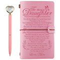 PRSTENLY Daughter Gift from Mom Leather Journal with Heart Diamond Pen Set, to My Daughter Gifts 140 Page Refillable Journal Notebooks, Graduation Christmas Birthday Gift for Daughters from Mom