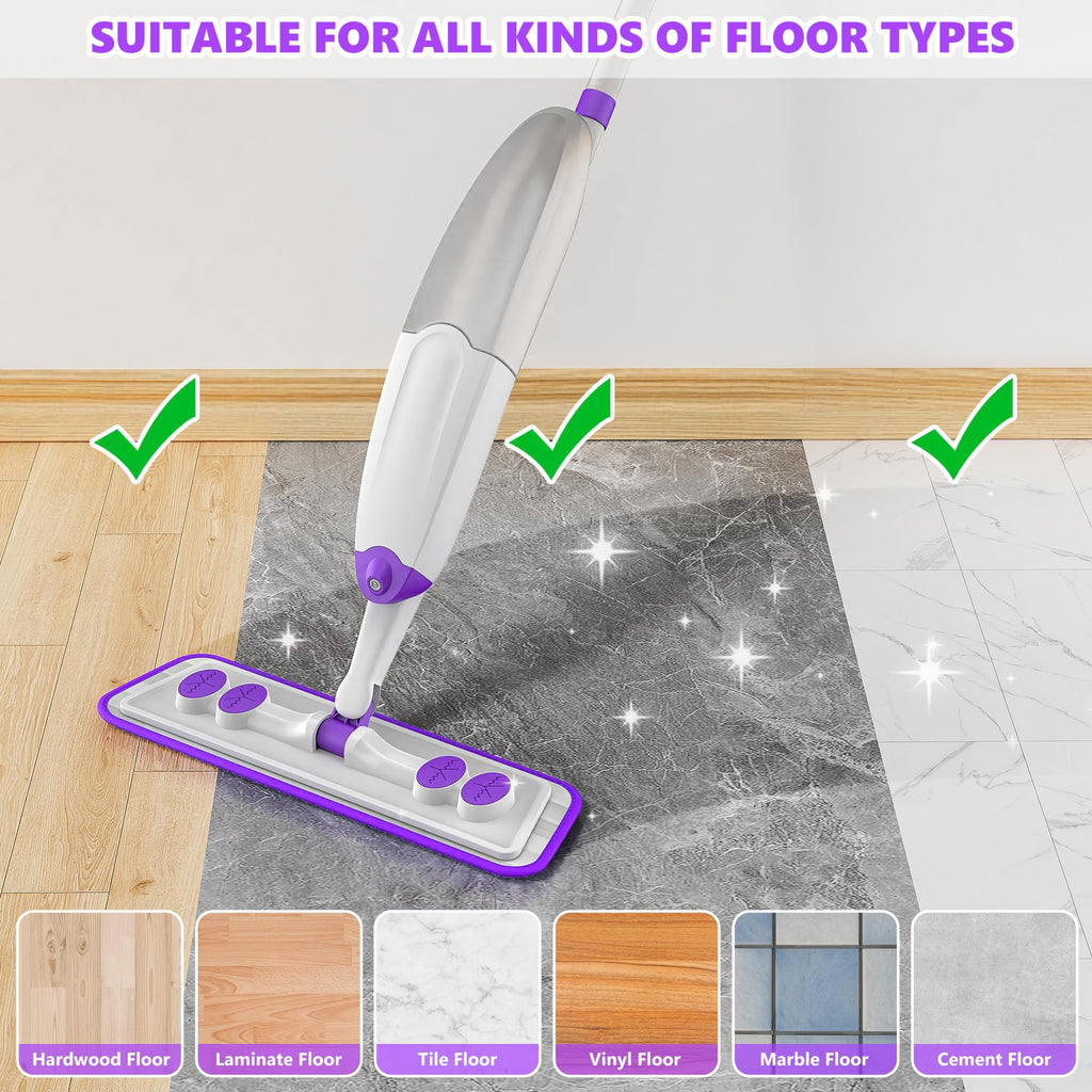 Spray Mops for Hardwood Floor Cleaning, Microfiber Flat Floor Mop with Washable Reusable Pads, Dust Wood Laminate Tile Wet Dry Mopping Head Fit for Disposable Dry Wet Sweeping Refills Cloths
