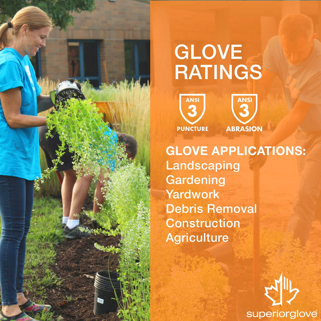 Superior Gardening Gloves 3-Pack for Landscaping and Yard Work - Rose Pruning Gloves with Moisture Wicking (High Visibility Color) S13HVL (Large)