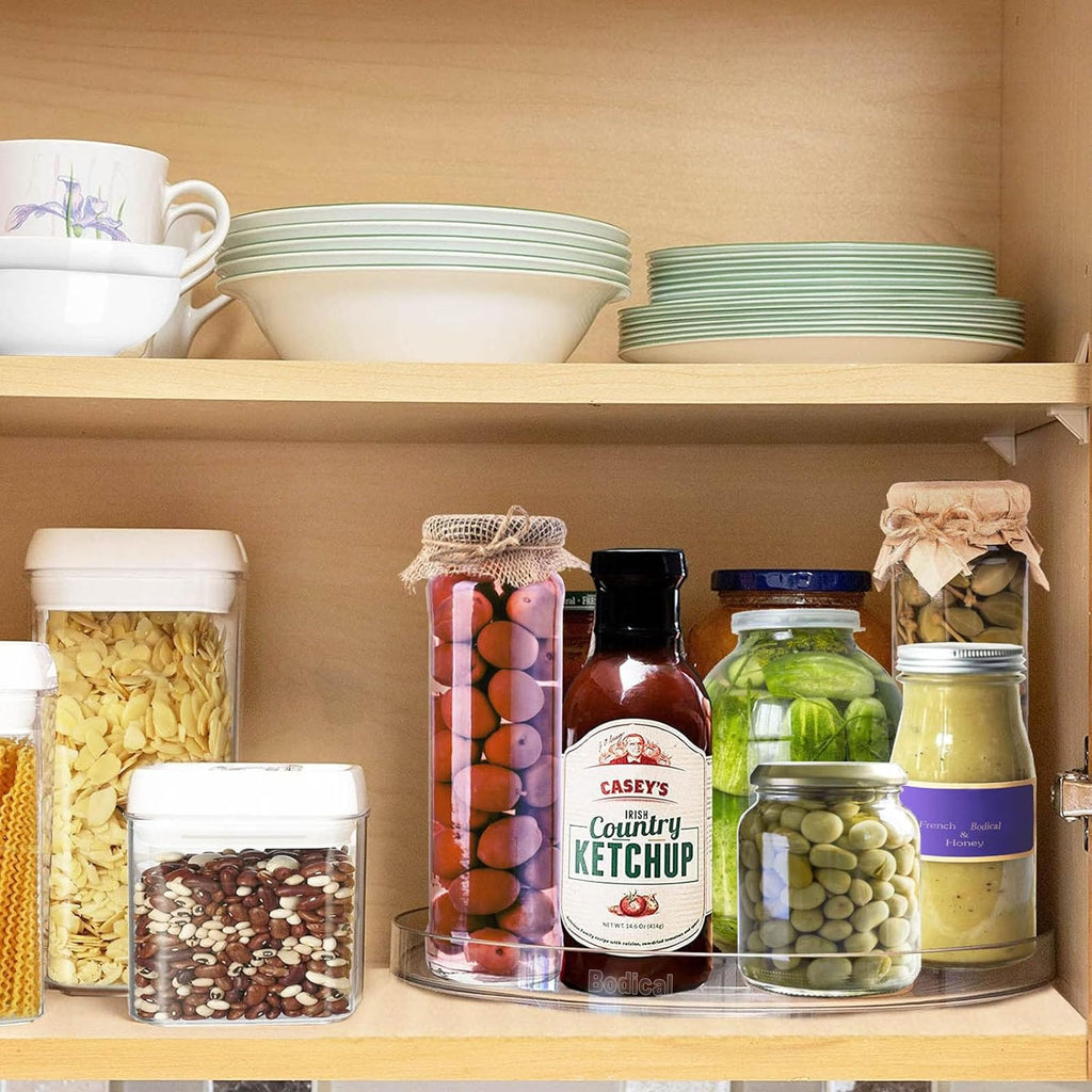 2 Pack Lazy Susan Turntable Cabinet Organizer, 10.6" Clear Plastic Lazy Susan Organizer for Countertop,Table, Fridge Pantry Organizers and Storage