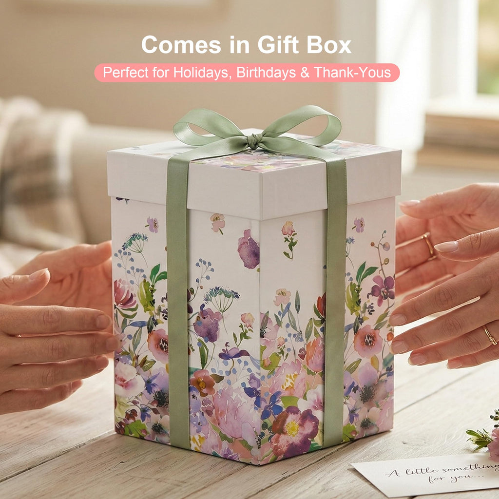 Topadorn Ceramic Mug with Lid Coffee Mug with Gift Box Latte Mug Coffee Cup,17oz.Pink Garden