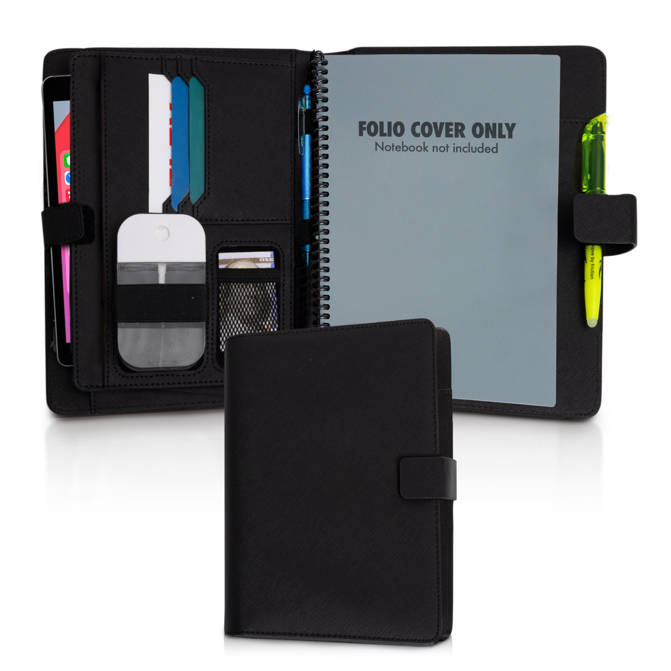 Premium Folio Cover Compatible with Rocketbook Everlast, Wave, Fusion, Panda, Smart Reusable Notebook - Executive Size A5 Portfolio Organizer Multiple Pockets & Sections Fits 6 x 8.8" Smart Notebook