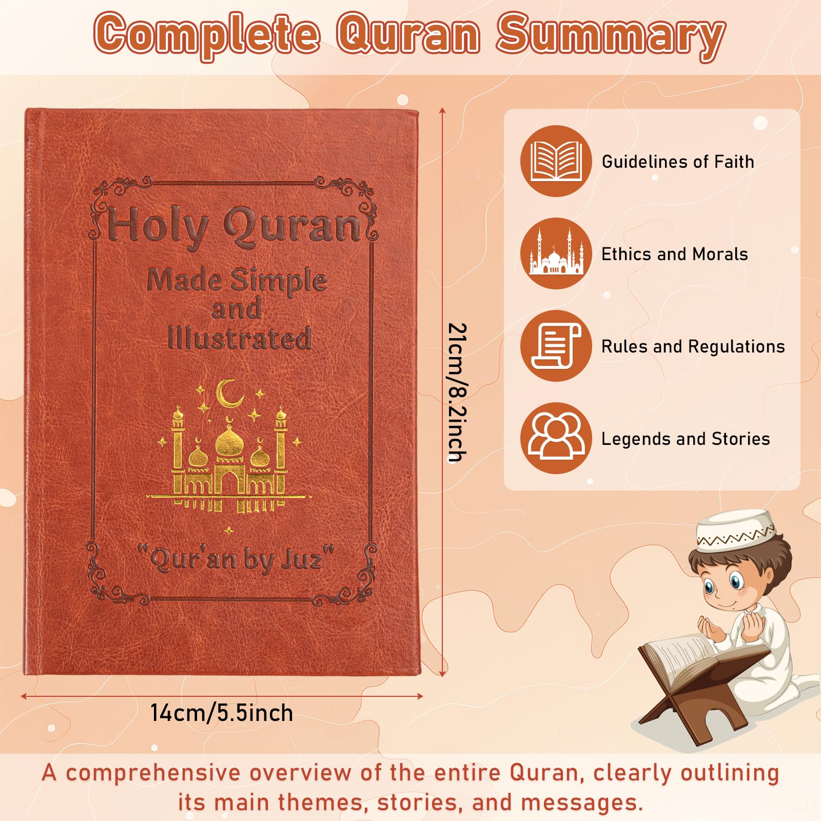 The Quran Journey: Holy Quran Made Simple and Illustrated with English Translation, All 114 Surahs, for Beginners Students and Adults (1pc)
