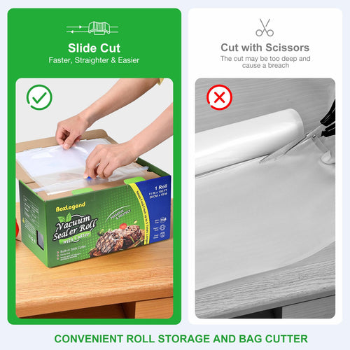 11’’ x 150’ Vacuum Sealer Roll Keeper with Cutter, Vacuum Sealer Bags for Food, Food Saver Bags Rolls, BPA Free, Commercial Grade, Great for Storage, Meal prep and Sous Vide