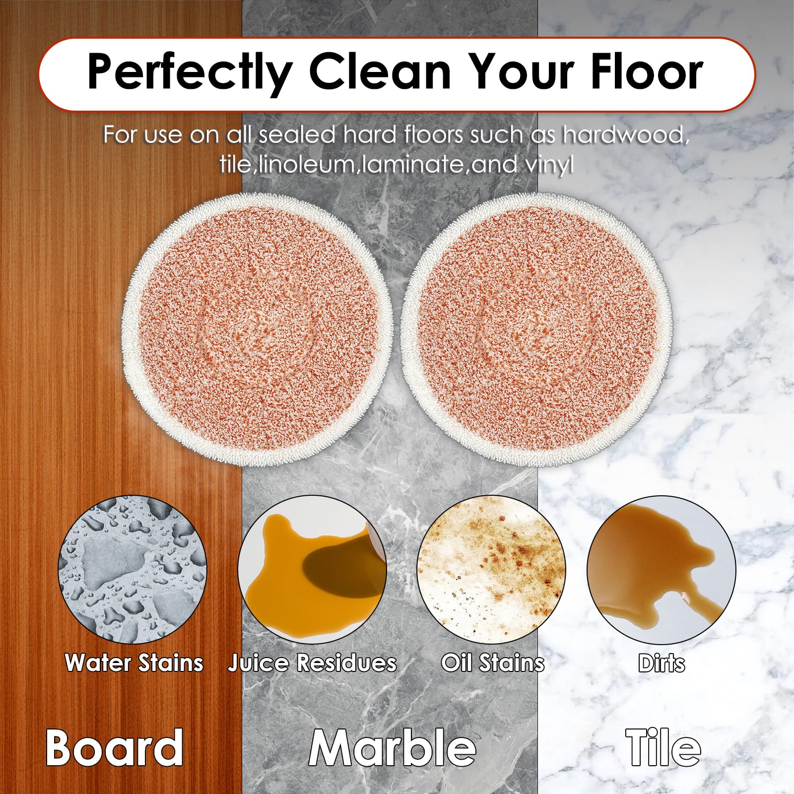 (12 Pack) 3897A Replacement Mop Pads for Bissell SpinWave SmartSteam Scrubbing Steam Mop 3897A 3712C 3712W, Spinning Scrubbing Mop Pads, Heavy Duty Scrubby Mop Pad, Orange Pads 6 Sets