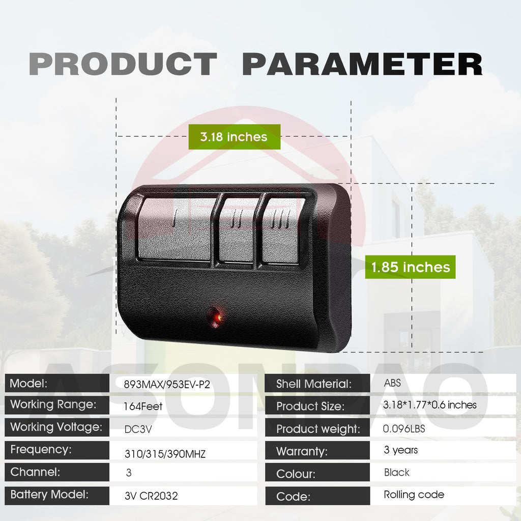 2 for LiftMaster Chamberlain Craftsman Garage Door Opener Remote 893LM 893Max Universal【3 Year Warranty】