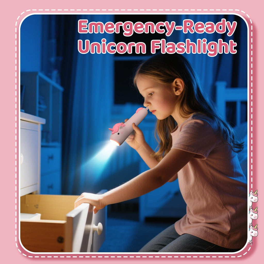 Ammonite Cute Unicorn Dimmable Silicone Flashlight, Portable Animal Flashlights with Hanging Strap, Compact Rechargeable Camping Light for Hiking Emergencies and Outdoor Use