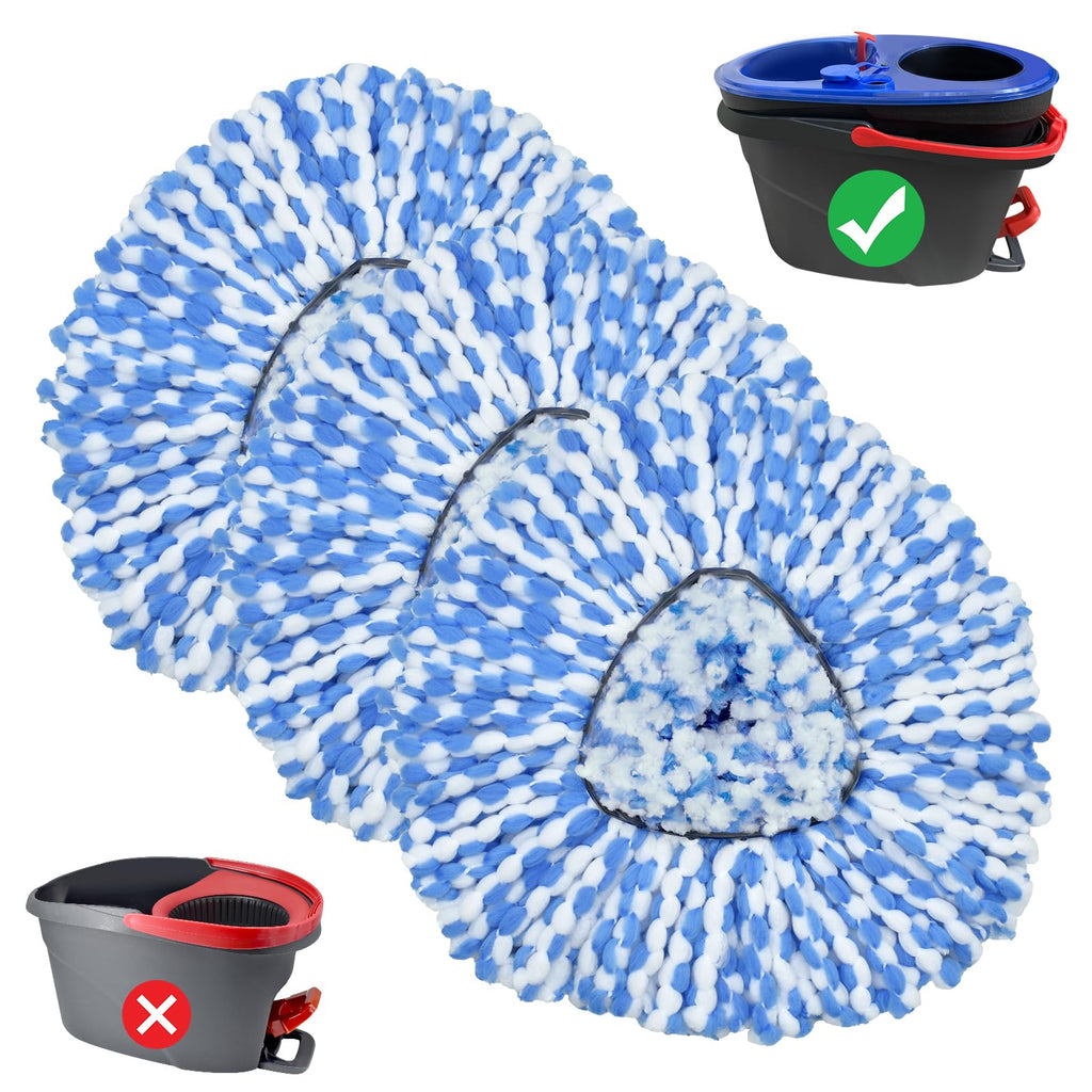 Spin Mop Replace Head, Mop Handle and Base Compatible with Vileda RinseClean 2-Tank System, 3 Mop Replacement Head, 4-Section Sturdy Iron 30-58in Mop Handle and 1 Triangle Mop Head Cover Combo Set