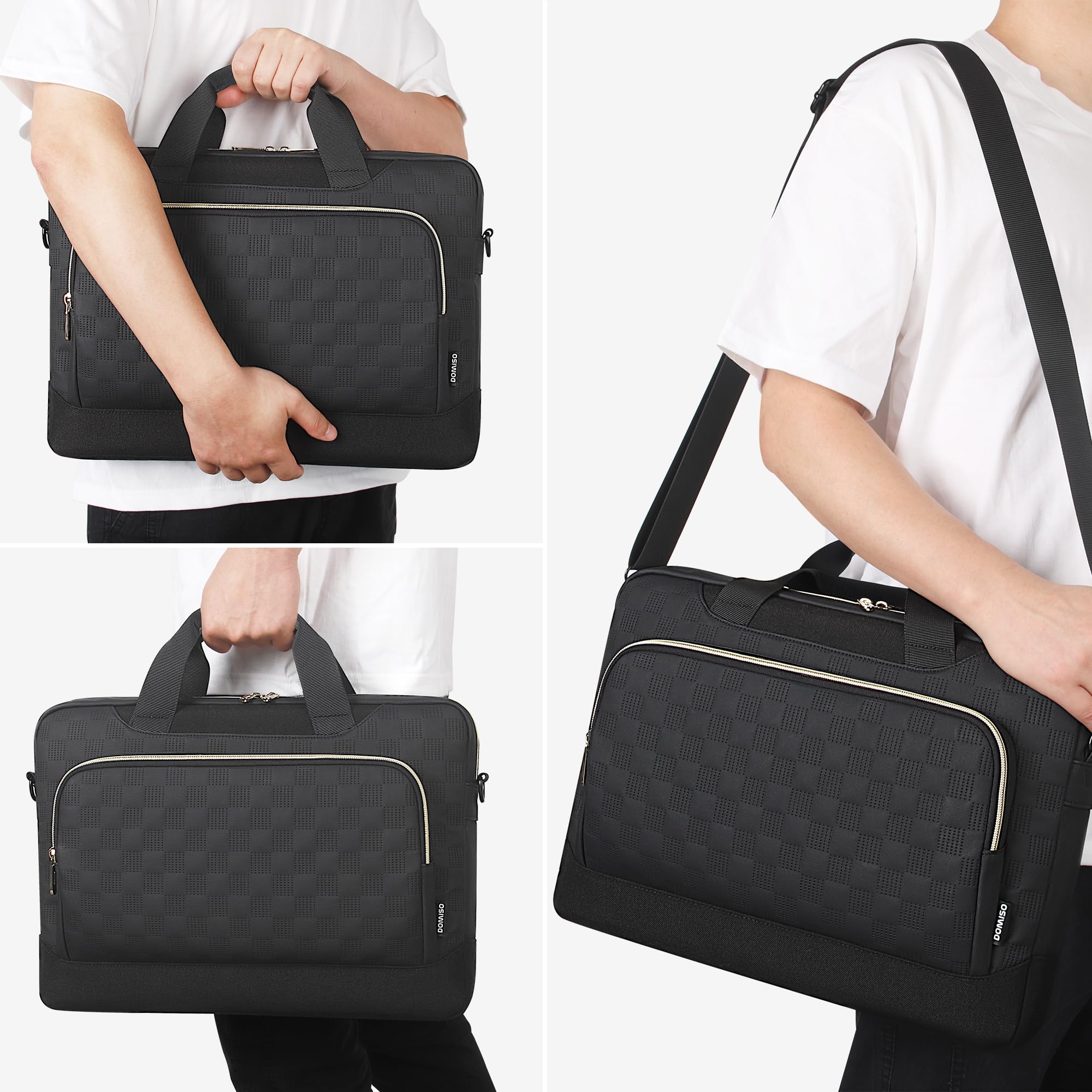 DOMISO 17 inch Laptop Bag 17.3 inch Laptop Sleeve Waterproof Laptop Shoulder Bag 17 inch Laptop Case for Men Women Business Office Work Computer Bag 17 Inch Adjustable Messenger Bag, Black