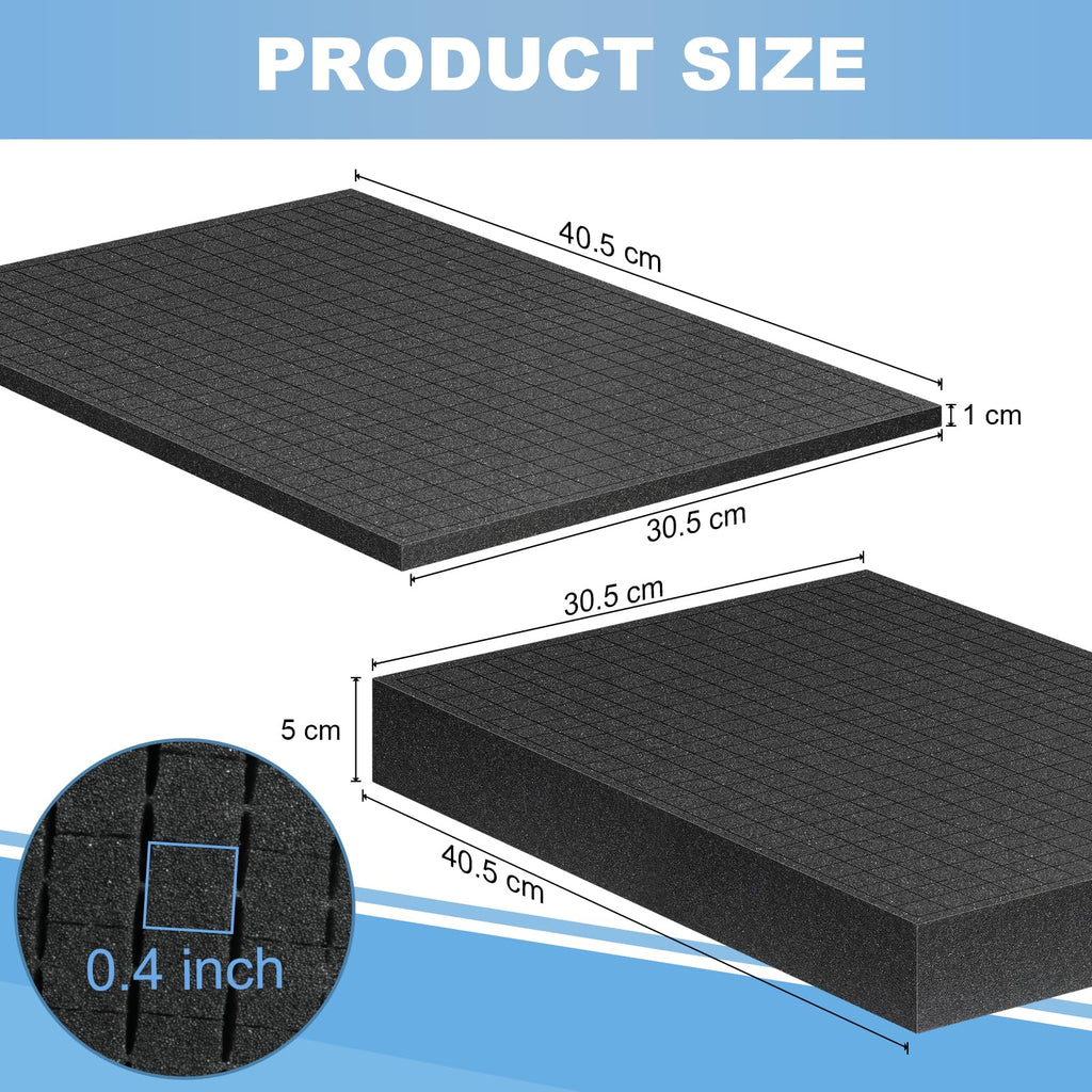 Storystore Pick Apart Foam Insert 4 PCS, 2 Size 16 Inch Length Polyurethane Pick and Pluck Foam, Pluck Pre Cube Sheet Foam with Bottom Use for Boxes Cases Padding Camera, Tool Box, Board Game Box