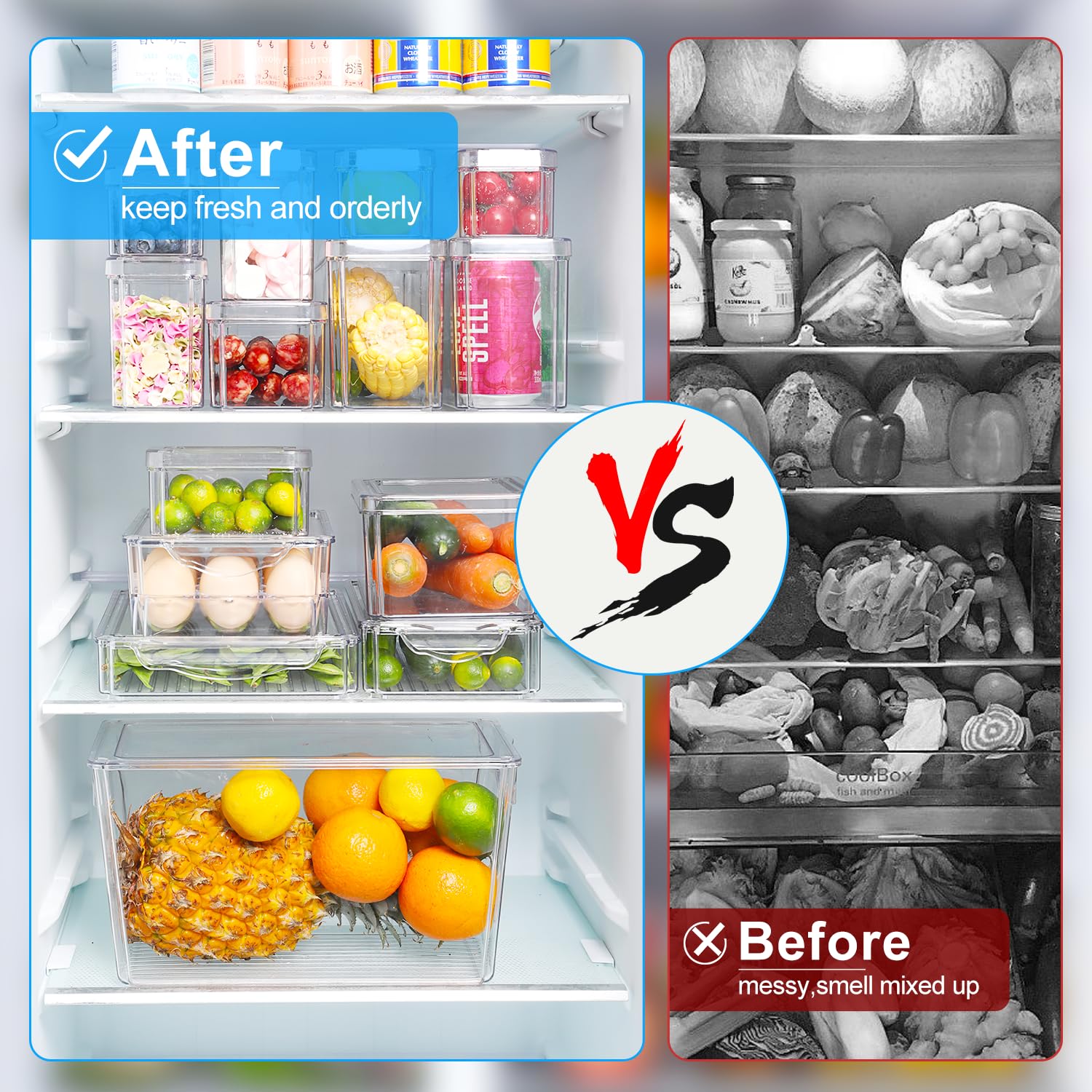Pure Future 2-Pack Fridge Organizers and Storage (Holds 30 Eggs) - Clear Plastic Egg Containers with Lids, Stackable Food Bins, BPA-Free, Hand Wash Only