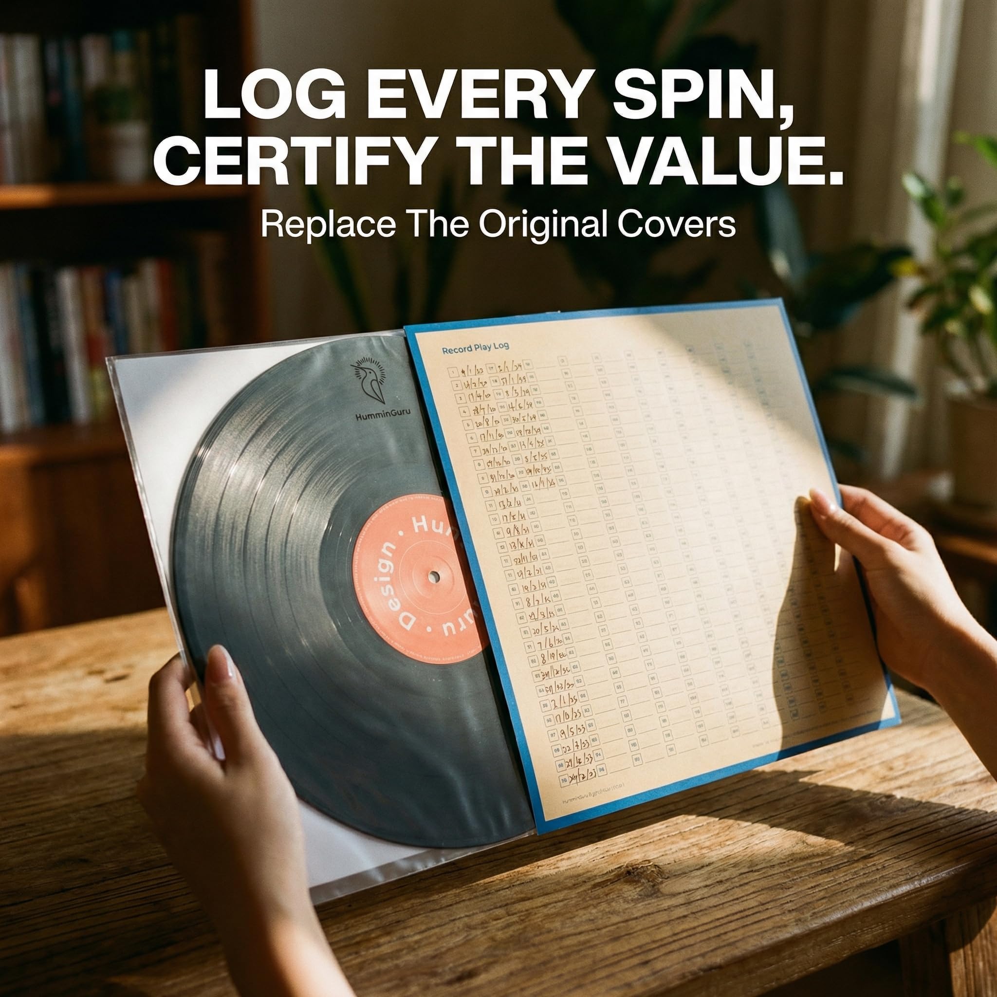 HumminGuru 3-Ply Premium Inner Record Sleeves 12 Inch. Rice Paper Lined Master Sleeve. Anti-Static Vinyl Record Sleeve, Acid-Free Thick HDPE 3+1 Layer in 7 Mil, 50 Pack (12” Premium Inner Sleeves)