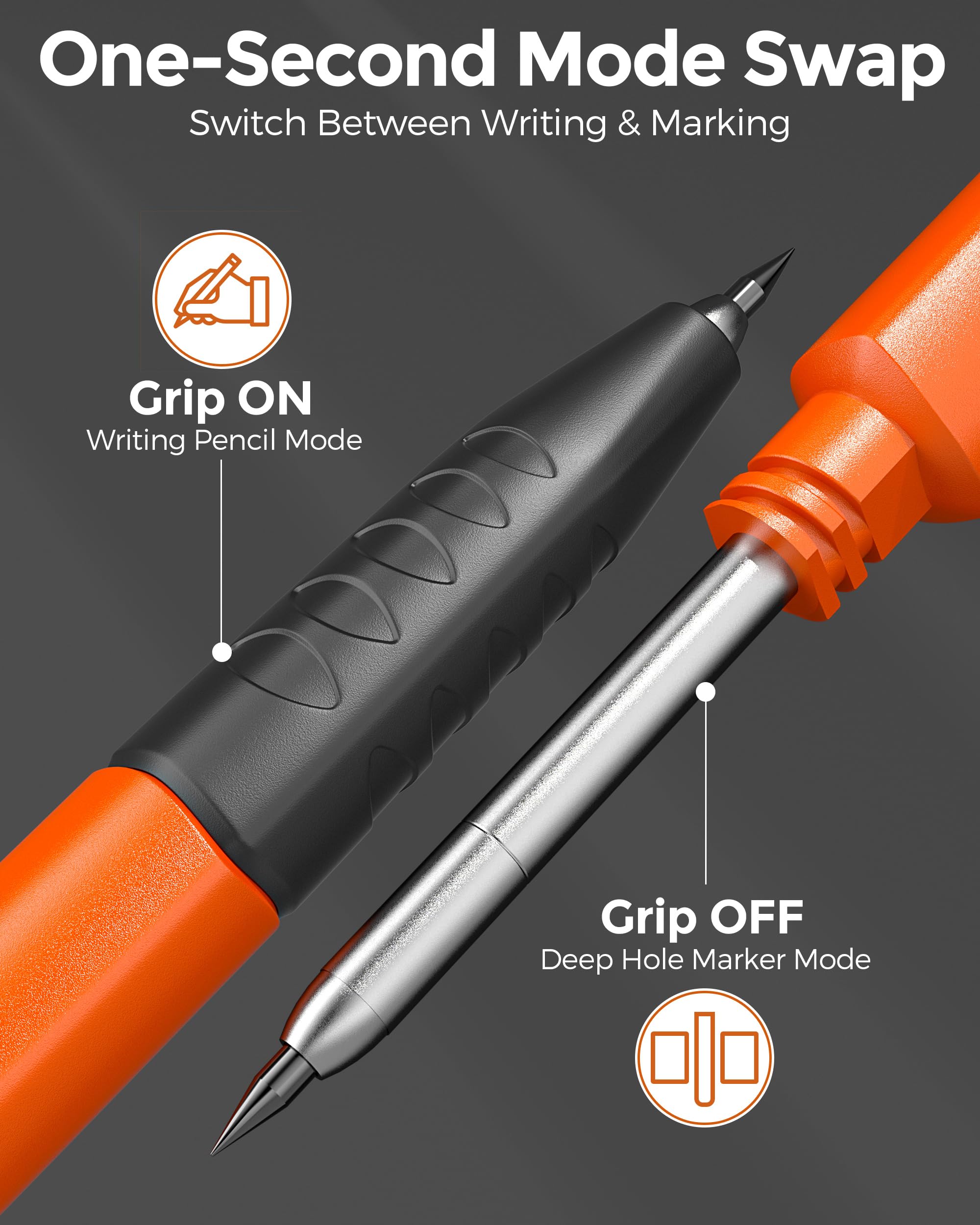 Nicpro 6 Pack Upgraded 3-IN-1 Carpenter Pencil Set with Finger Grip, Construction Pencils with 54 Refill & Mini Spirit Level, Deep Hole Carpenter Tool, Mechanical Carpenter Pencil for Woodworking