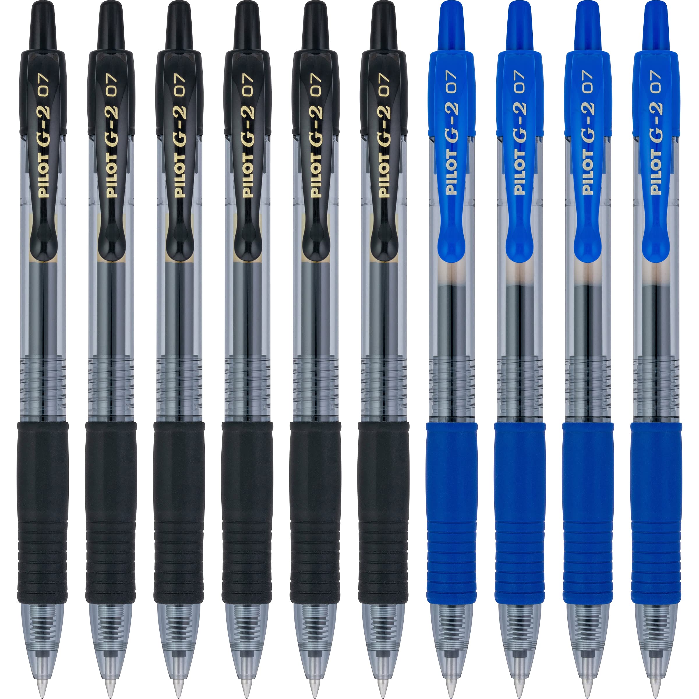 PILOT G2 Premium Refillable & Retractable Rolling Ball Gel Pens, 0.7mm Fine Point, 6 Black and 4 Blue Pens (Pack of 1, 10 Count Total)