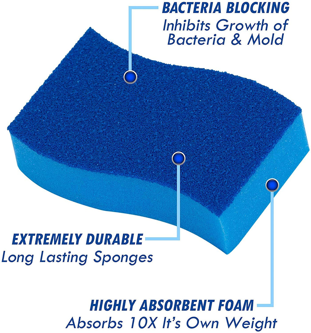 ELITRA Non-Scratch Scrubber Cleaning Sponge - Blue - 6 Pack