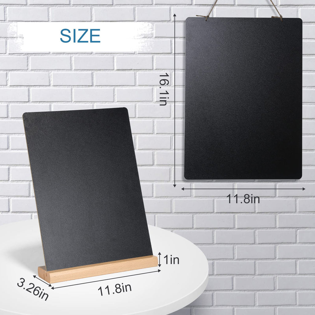 11.7x16.5 Inch Tabletop Chalkboard with Beech Base, Menu Chalkboard Stand, Message Board, Bar and Special Event Decorations, Hanging Double-Sided Chalkboard Sign for DIY Home Decoration