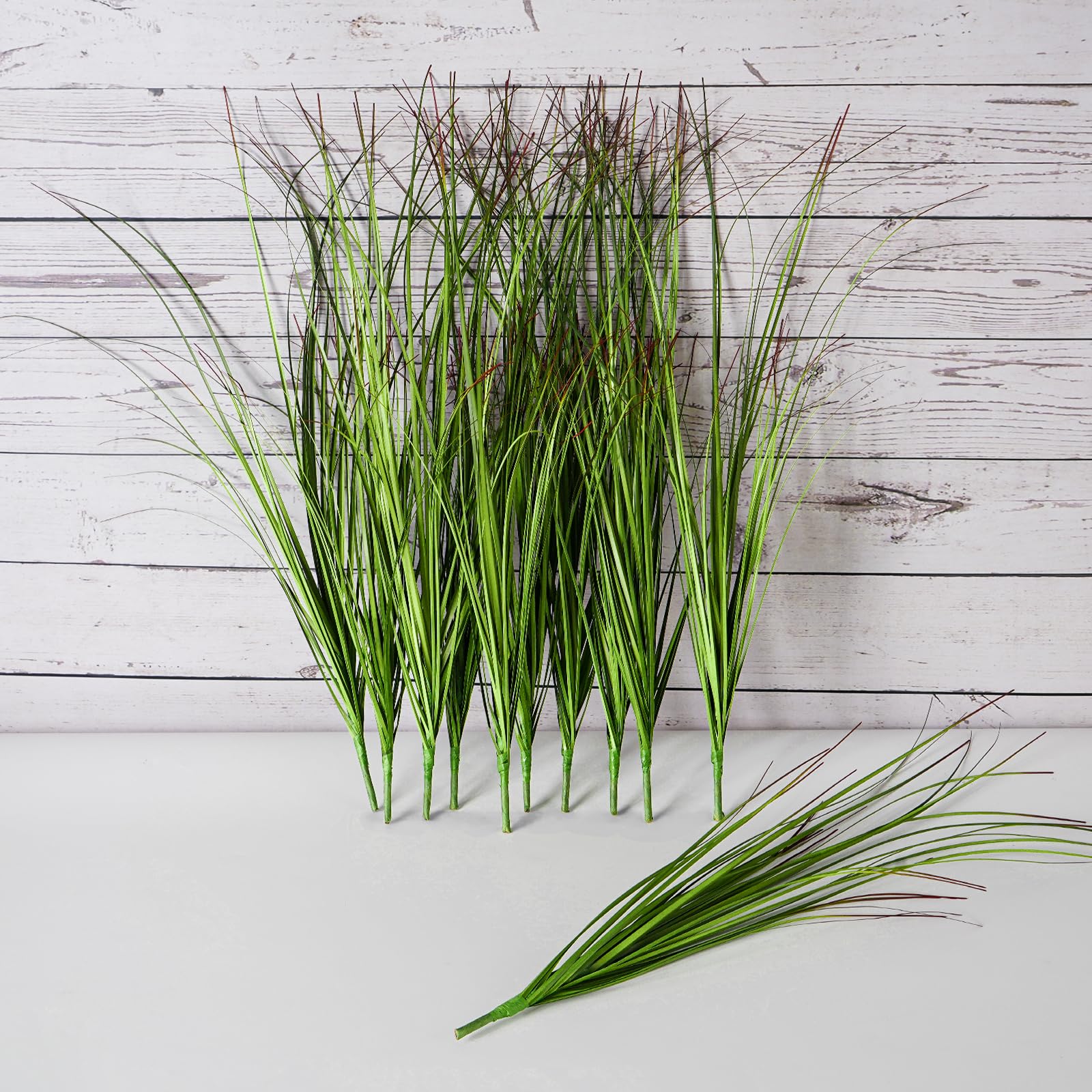 QIUKUN 16PCS Artificial Plants Fake Bushes Artificial Shrubs Wheat Grass Greenery Artificial Greenery Stems Fake Outdoor Plants for House Plastic Outdoor UV Resistant Faux Grass (16)