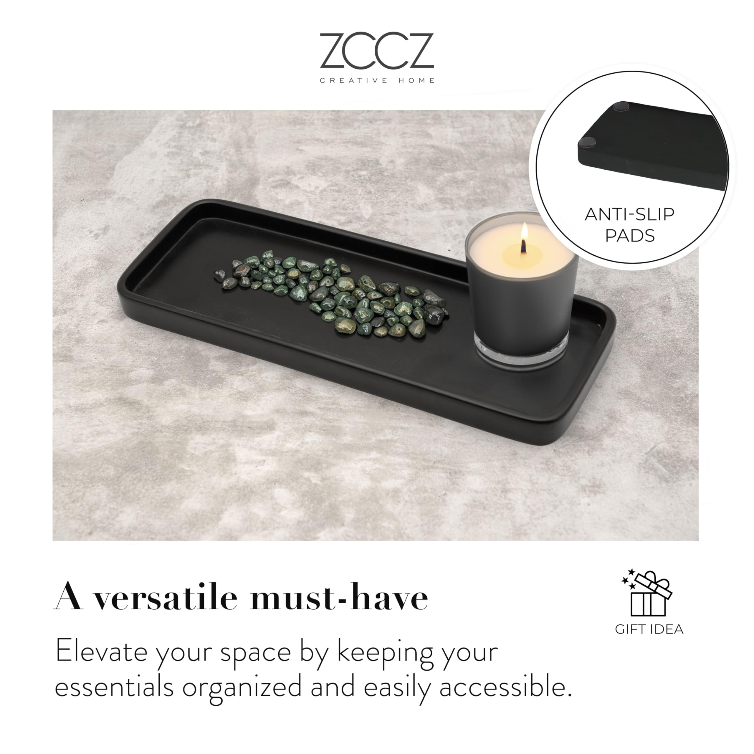 zccz Black Matte Bathroom Accessory Set - Bathroom Set with Toothbrush Holder, Soap Dispenser, Tumbler and Tray - Bathroom Soap Dispenser Set - Accessoire Salle de Bain - Black Bathroom Accessories