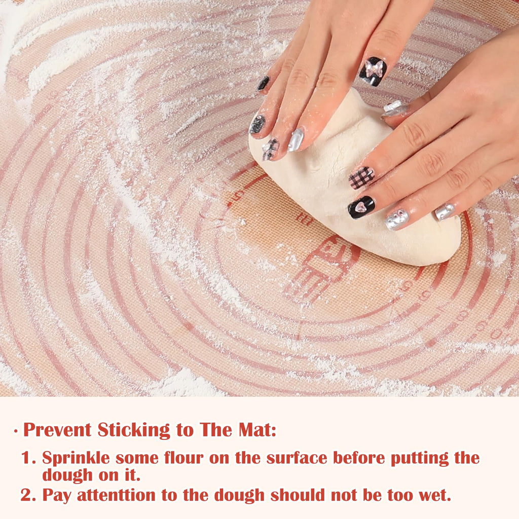 Non-Slip Silicone Pastry Mat Extra Large with Measurements 28''by 20'' for Baking Mat, Counter, Dough Rolling, Oven Liner,Fondant/Pie Crust by Folksy Super Kitchen (Red,20×28