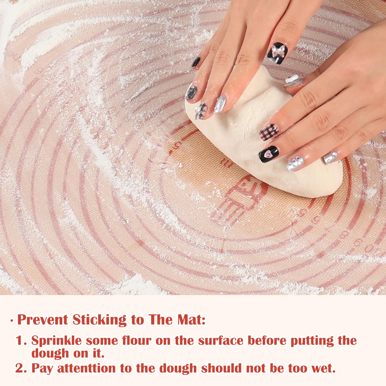 Non-Slip Silicone Pastry Mat Extra Large with Measurements 28''by 20'' for Baking Mat, Counter, Dough Rolling, Oven Liner,Fondant/Pie Crust by Folksy Super Kitchen (Red,20×28