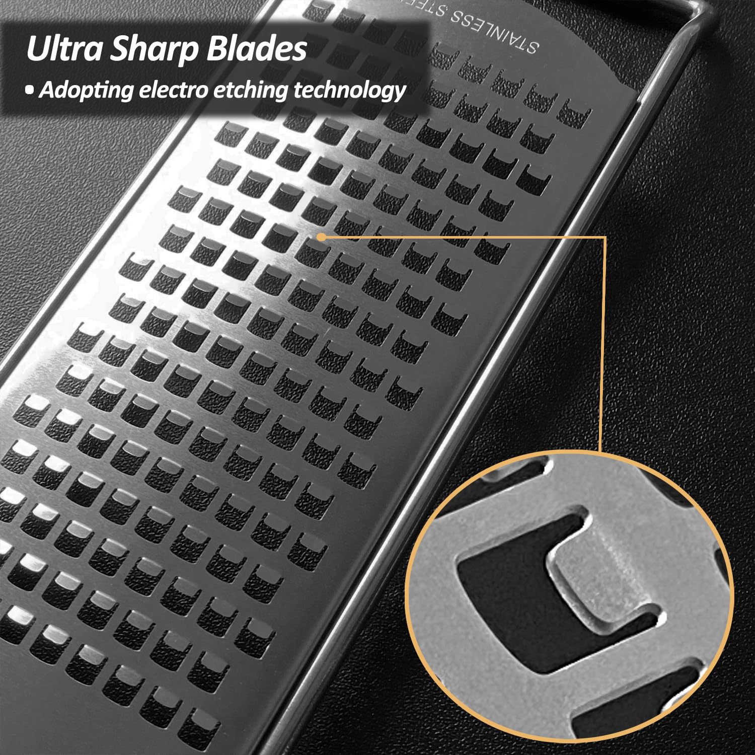Professional Zester Grater Set,4-Pcs Cheese Grater, Fine/Coarse/Extra Coarse/Slider Attatchement, Kitchen Grater with Razor-Sharp Stainless Steel Blade