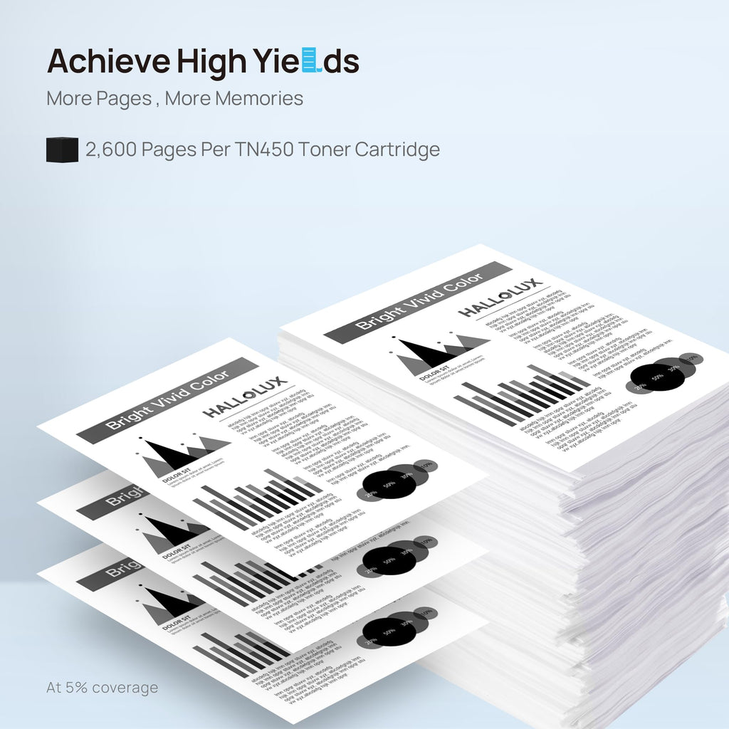 TN450 TN420 Toner Cartridge Replacement for Brother TN 450 TN 420 TN-450 TN-420 High Yield Compatible for HL-2130 2132 2220 2240 MFC 7860 7070DW 7360N DCP-7065DN 2840 2940 Priner