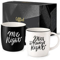 Triple Gifffted Mr Right Mrs Always Right Coffee Mugs Gifts Ideas for Couples, Wedding Anniversary, Engagement, Christmas, His & Hers, Bride and Groom, Parents, Newlyweds Bridal Shower, Ceramic 380ml
