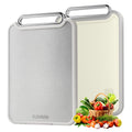 Sumzzz Stainless Steel Cutting Board for Kitchen, 2-in-1 Double-Sided Chopping Board, Dishwasher Safe, Food Grade Stainless Steel/PP, Easy to Clean, Large Size, Non-Slip, 16”×11”