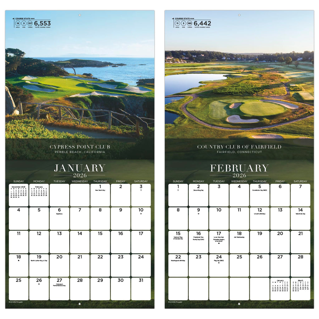 2026 Sports Illustrated Golf Courses Wall Calendar