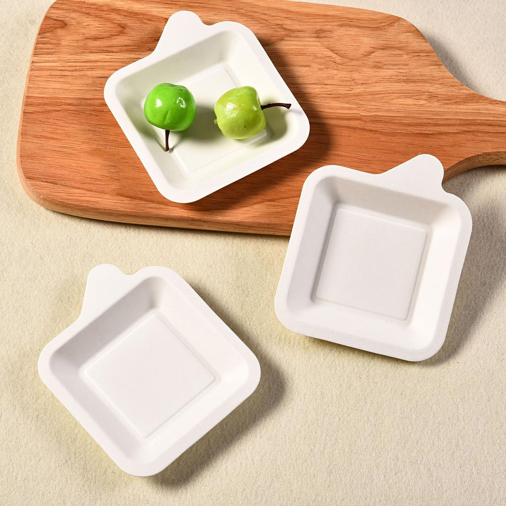 Elsjoy 200 Pack 4.5 Inch Small Paper Plate, Bulk Disposable Paper Cake Plate Square Mini Dessert & Appetizer Plate, Party Snack Plates for Wedding, Birthday, Dinner, Made of Sugarcane Bagasse Fiber