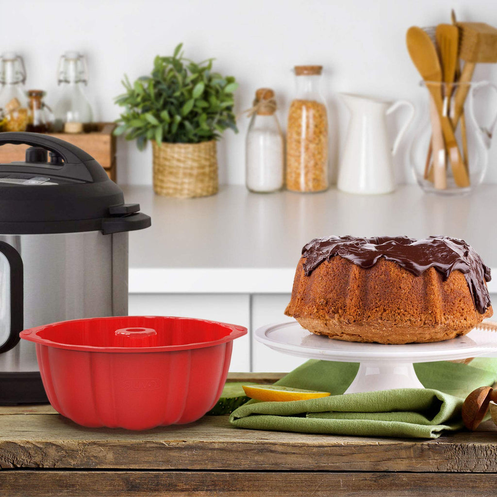 Nonstick Fluted Cake Pans (2 Pack) - 7 inch Silicone Cake Pans for Jello, Monkey Bread and Bunte Cake
