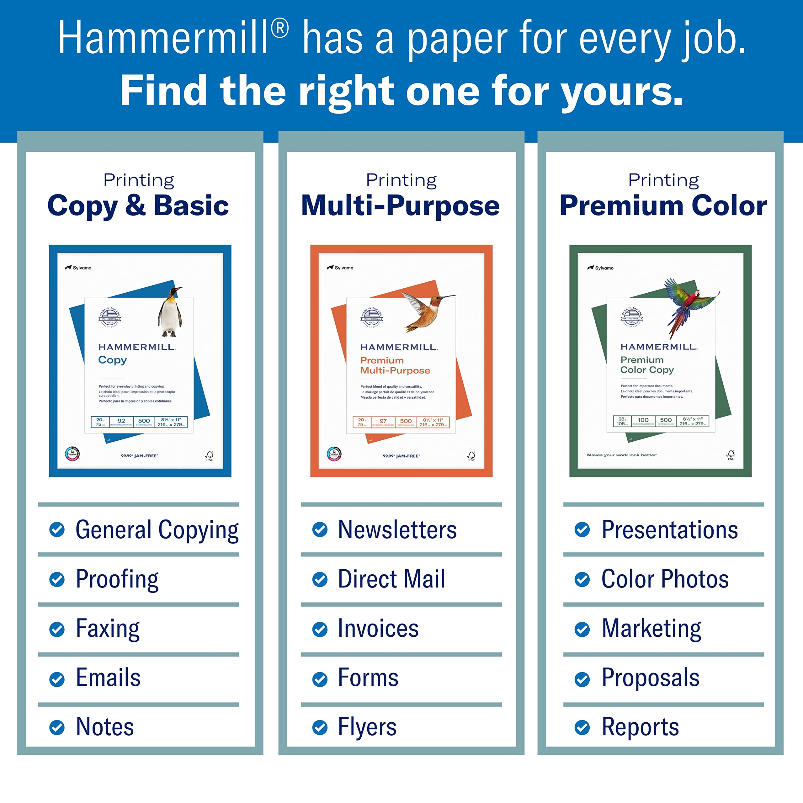 Hammermill Printer Paper, Fore Multipurpose 24 lb Copy Paper, 3 hole - 1 Ream (500 Sheets) - 96 Bright, Made in the USA
