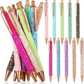BERNOI 10 Pack Glitter Bling Ballpoint Pens Set Sparkly Metal Pens Retractable Sequins Fancy Pens for Women Supplies Black Ink Medium Point 1.0 mm for Birthday Wedding Office School Home Multicolor
