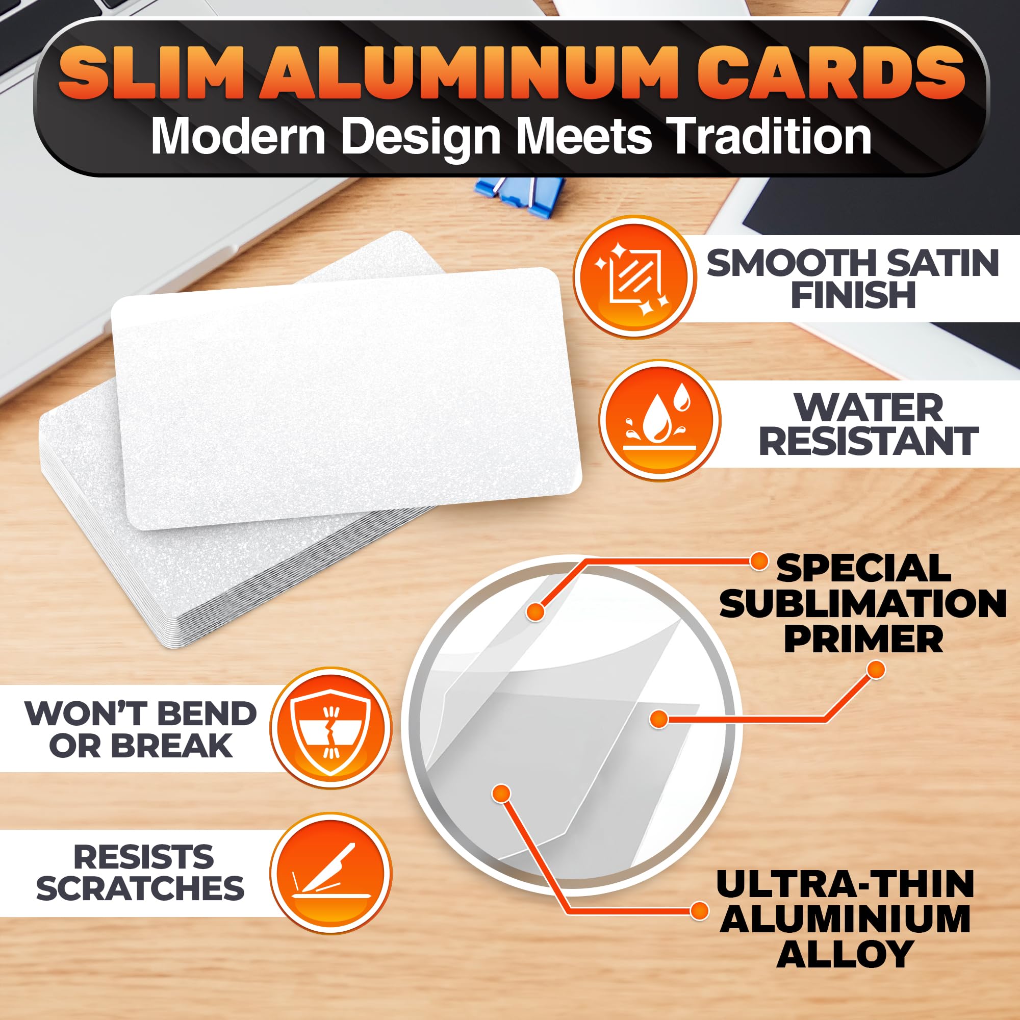100 Pcs Sublimation Business Card Blanks – Double-Sided Sublimation Blanks for Printing of Logos, Nameplates, and Custom Gifts – Quality Ultra-Thin Aluminum Alloy Cards in Pearl Color