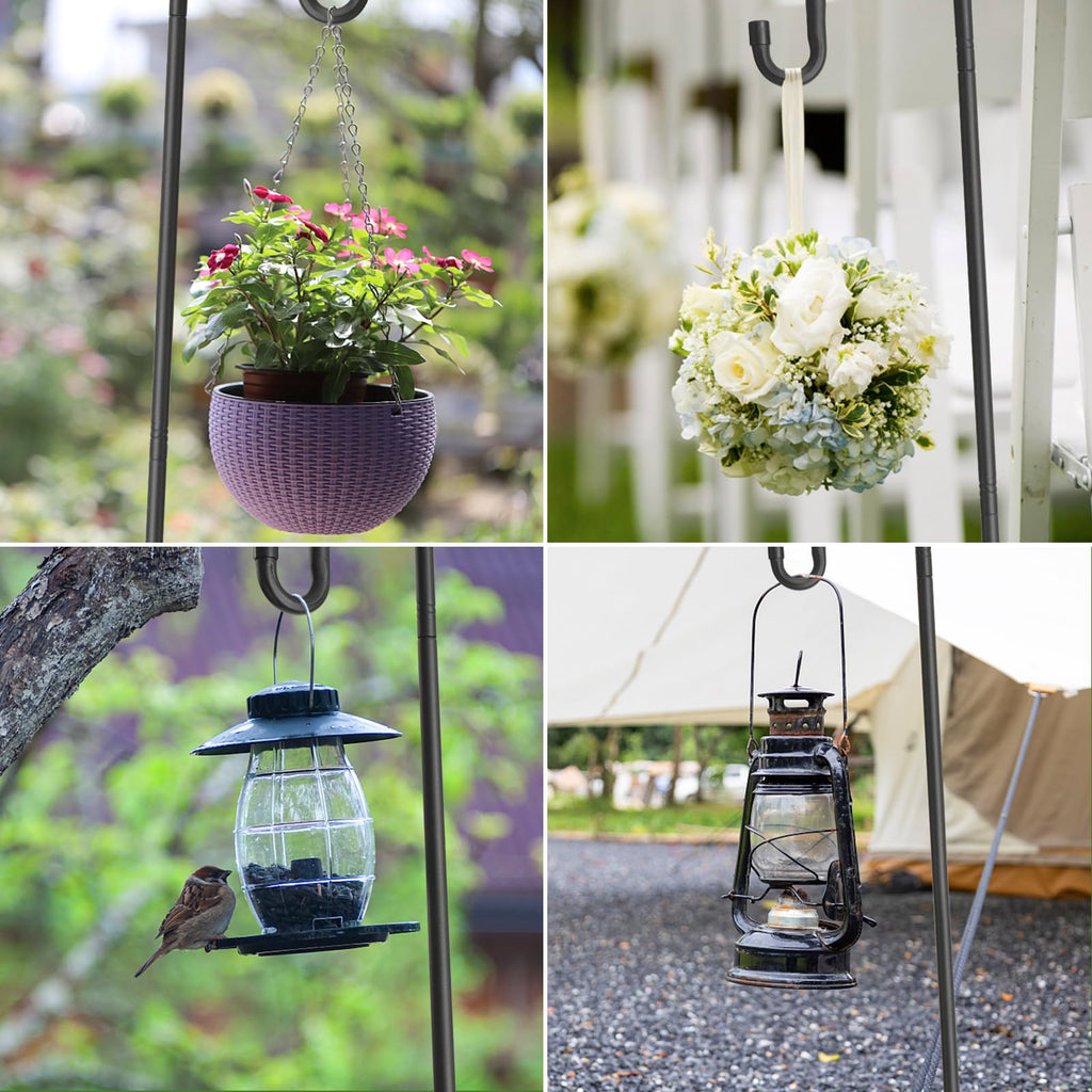 COCONUT Shepherds Hook for Bird Feeder, 62 Inch Adjustable Bird Feeder Pole with 5 Prong Base, 4/5 Inch Diameter Shepherds Hook for Outside, Garden Hanger Stand for Wind Chime, Lantern