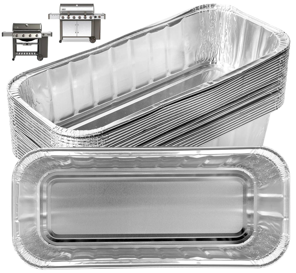 GS4 Genesis 2 Foil Drip Pans for Weber GS4 Genesis II/II LX 400/600(2016+), Summit 400/600 SER, Searwood 600,6489 Aluminum BBQ Grease Catch Trays Liner Replacement for Weber 28''/36" Gas Griddle,20PCS
