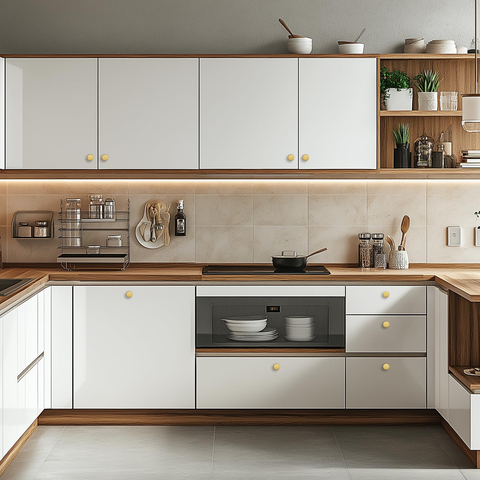 HOME EDIT 15 Pack Solid Brushed Gold Kitchen Cabinet Knobs Metal Drawer Dresser Gold Knobs Brass Drawer Pulls Door Knobs