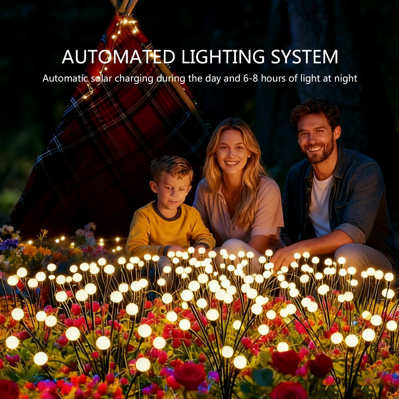 Solar Swaying Lights Outdoor(4-Pack,32 LED) Waterproof Garden Firefly Lights Yard Lawn Pathway Decoration Lighting for Yard Lawn Pathway Flower Decor Gifts for Women Mother's Day