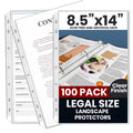 Legal Size Sheet Protectors 8.5x14, 100 Pack Heavyweight Top Loading 3-Ring Binder Sleeves, Archival Quality Acid Free Clear Plastic Page Protectors, Document Sleeves - Performore
