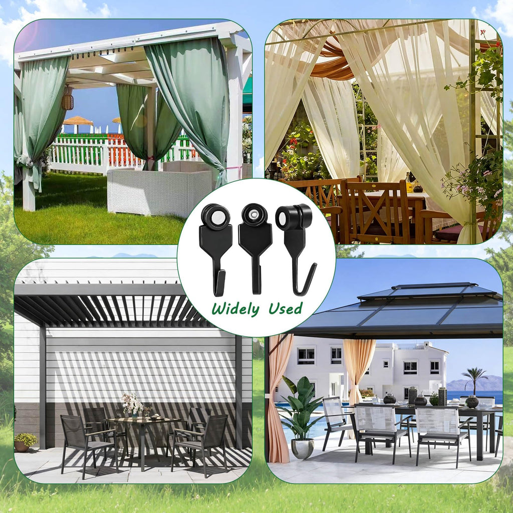 HGroCA Gazebo Curtain Hooks, Metal 36Pcs Steel Track-Hooks with Wheel Replacement for Canopy Mosquito Net Balcony Awnings