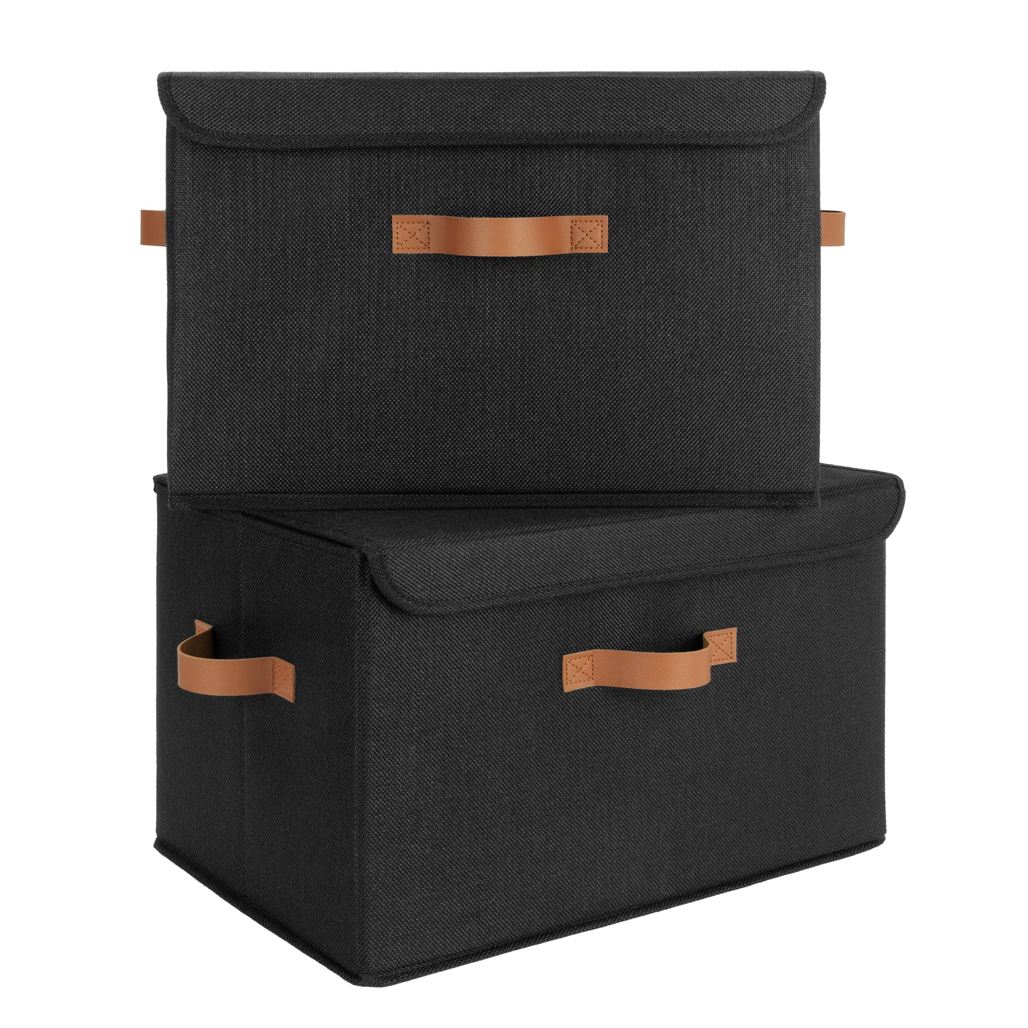 GRANNY SAYS Large Storage Bins with Lids, Pack of 2 Black Storage Boxes, Wardrobe Storage Bins, Closet Organizers and Storage for Seasonal Clothes, Storage Basket with Lid for Organizing Shelves