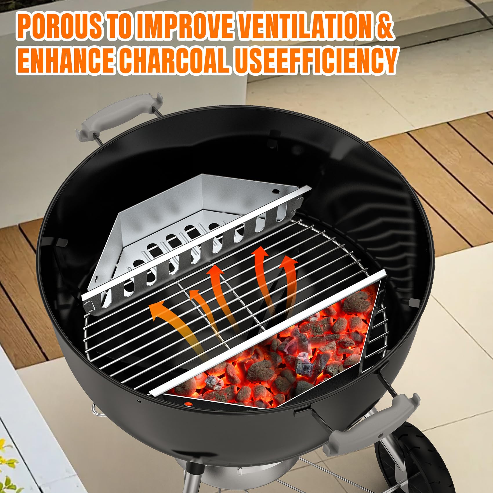 only fire Charcoal Basket Charcoal Briquet Holder Replacement for Weber 22 1/2 inch Kettle Grills - 2 pcs