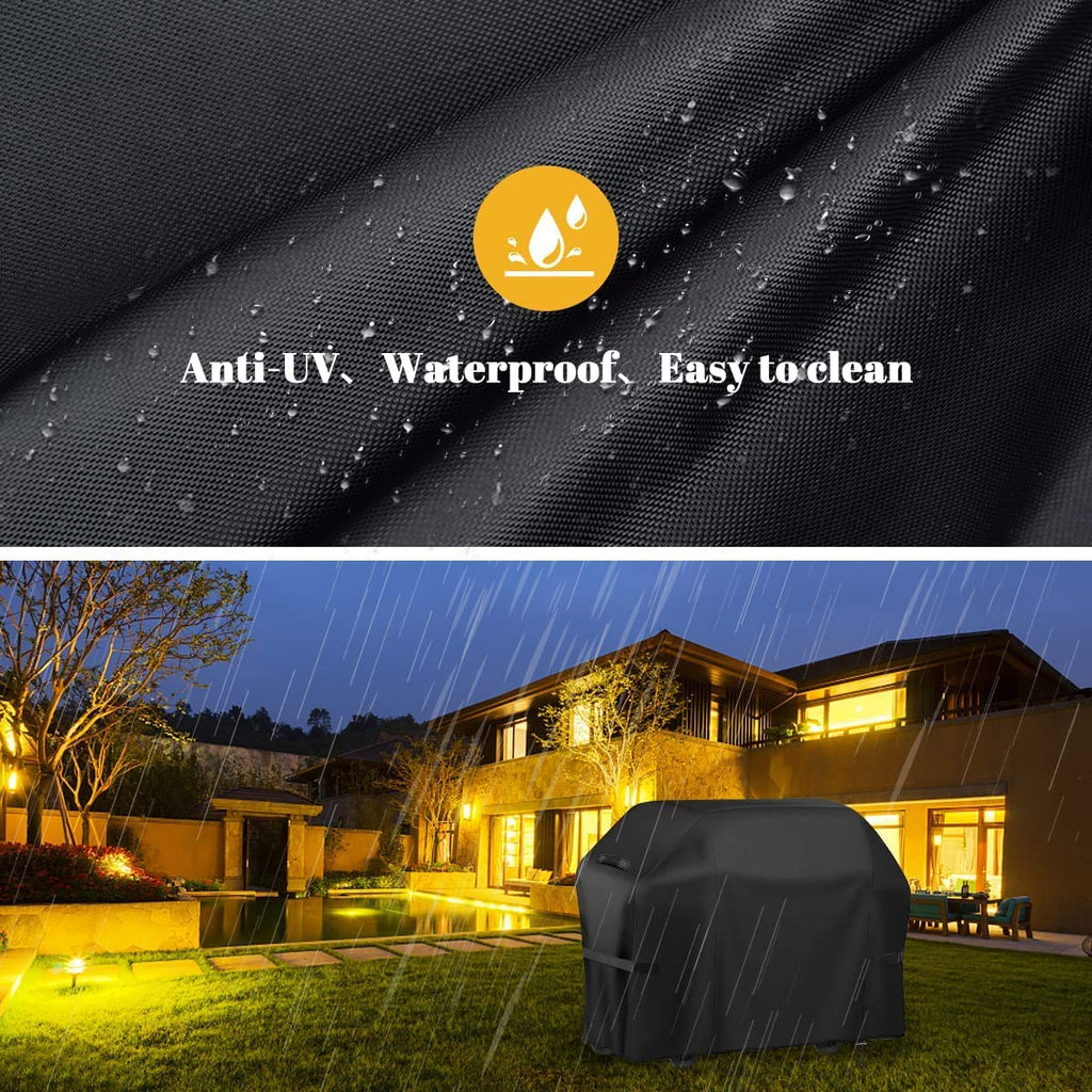 58 inch BBQ Cover, Waterproof Gas Grill Cover for Weber, Brinkmann, Char Broil, Holland & Jenn Air, Black(UV & Dust & Water Resistant, Weather Resistant, Rip Resistant) (58 inch light)